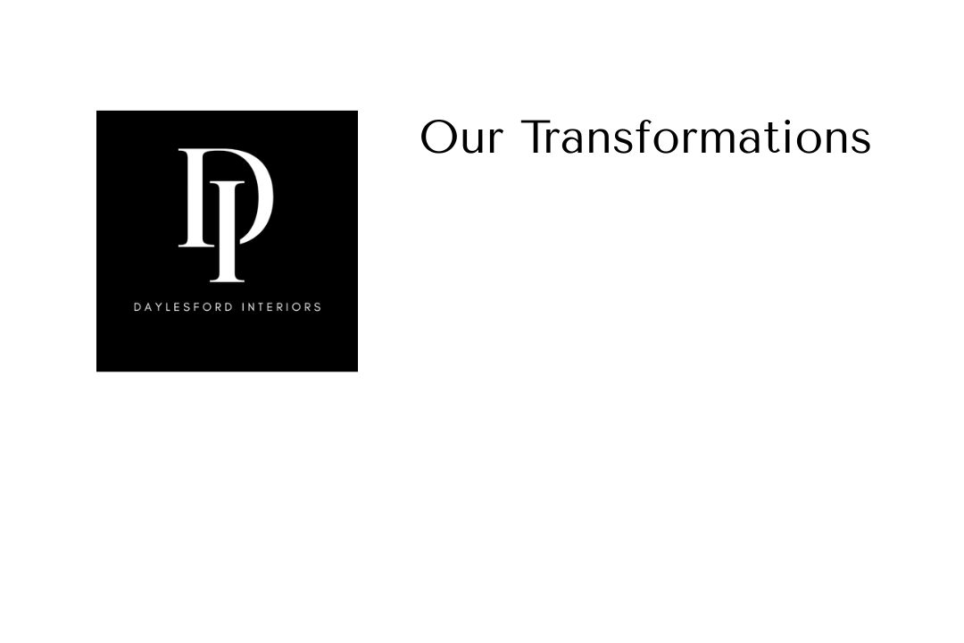 Logo of Daylesford Interiors with text 'Our Transformations' on a white background